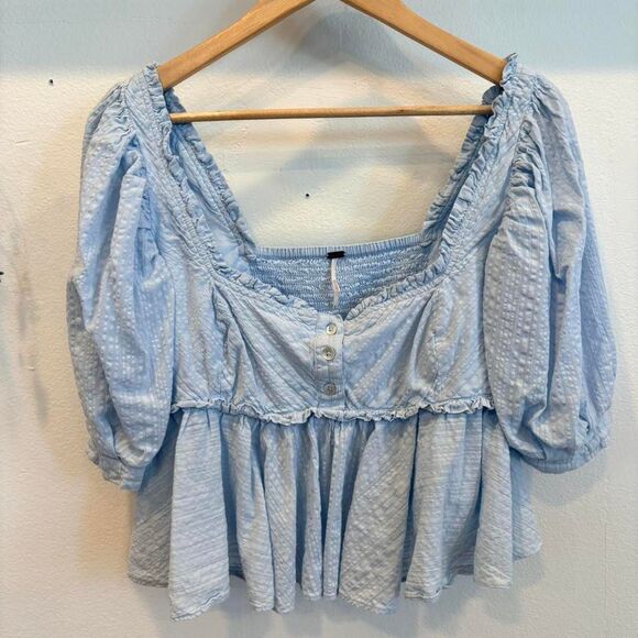 Free People Tops - Free-people Women's Blue Blouse